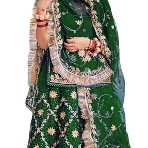 SHYAMLATA Heavy Embroidery Work Semi Stitched Shimmer Silk Designer Rajputi Poshak For Women Rajasthani Lehenga Choli