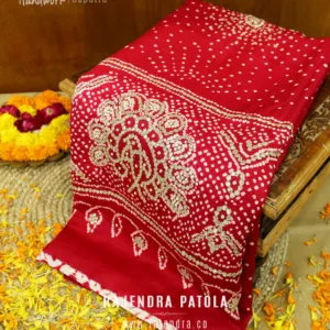 Exclusive Gota Pati Handwork Gaji Silk Bandhani Dupatta