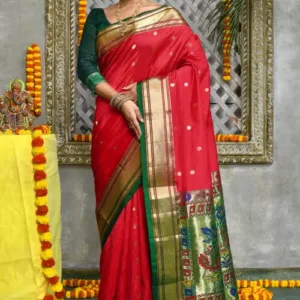 Rani Pink Pure Silk Munia Paithani